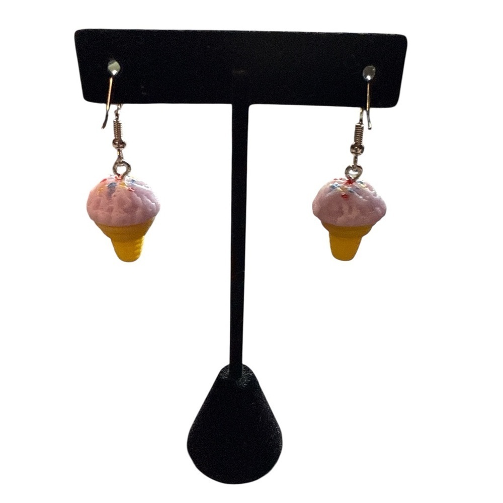 3 For $20 3D Pink and Yellow Ice Cream Cone Dangle Earrings “You Pick 3” - Picture 5 of 7